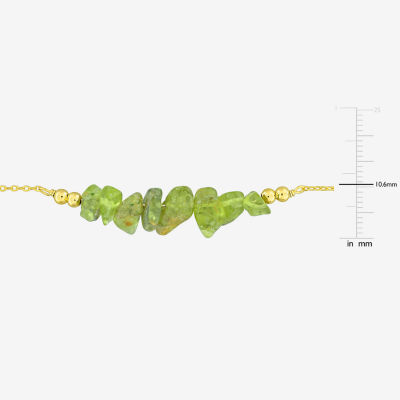 Genuine Green Peridot 18K Gold Over Silver Beaded Bracelet