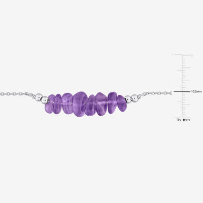 Genuine Purple Amethyst Sterling Silver Beaded Bracelet