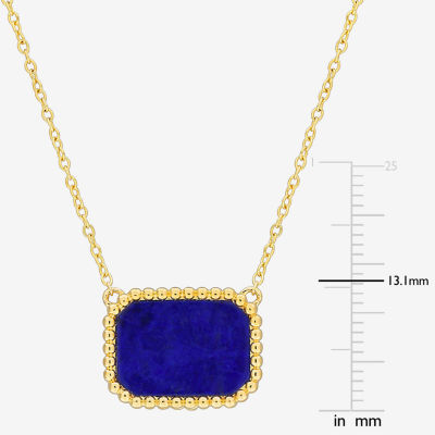 Womens Genuine Blue Lapis 18K Gold Over Silver Pendant Necklace