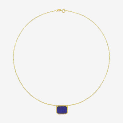 Womens Genuine Blue Lapis 18K Gold Over Silver Pendant Necklace