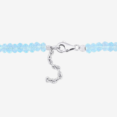 Genuine Blue Topaz Sterling Silver Beaded Bracelet