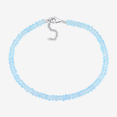 Genuine Blue Topaz Sterling Silver Beaded Bracelet