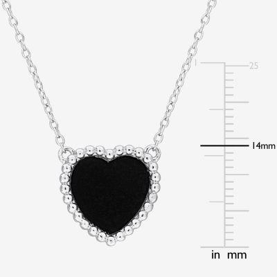 Womens Genuine Gemstone Sterling Silver Heart Pendant Necklace