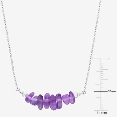 Womens Purple Amethyst Sterling Silver 17 Inch Beaded Necklace
