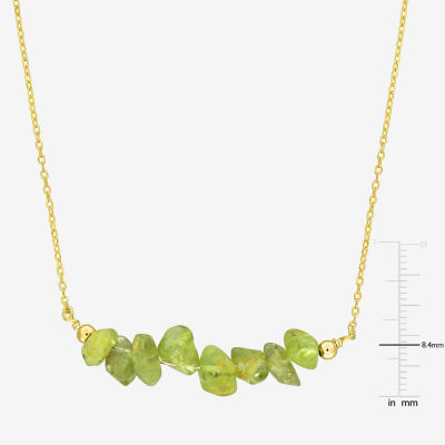 Womens Genuine Green Peridot 18K Gold Over Silver Beaded Necklace