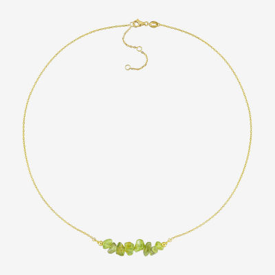 Womens Genuine Green Peridot 18K Gold Over Silver Beaded Necklace