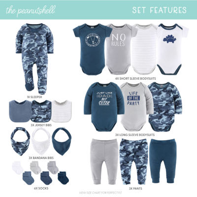 The Peanutshell Blue Camo Baby Boys 23-pc. Clothing Set