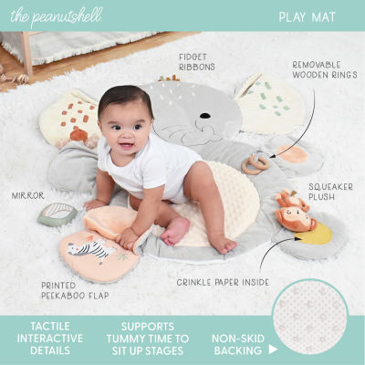 The Peanutshell Elephant Play Mat & Security Blanket 4-pc. Crib Bedding Set