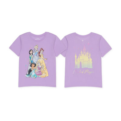 Disney Collection Little & Big Girls Crew Neck Short Sleeve Princess Graphic T-Shirt