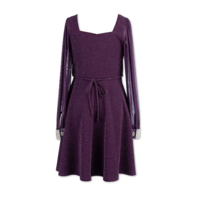 Speechless Big Girls Long Sleeve A-Line Dress