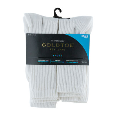 Gold Toe Athletic Sport Mens 6 Pair Crew Socks
