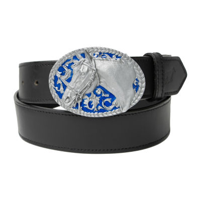 Western Express Horsehead And Filigree Buckle With Enamel Finish Mens Belt