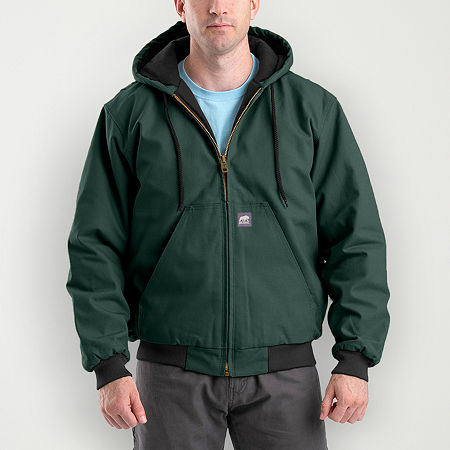 Berne Heritage Mens Hooded Heavyweight Work Jacket, Large, Green