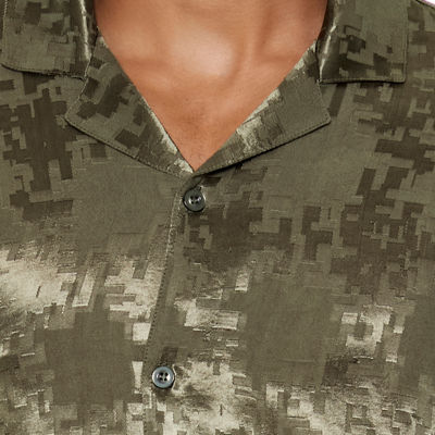 Forever 21 Mens Short Sleeve Jacquard Button-Down Shirt