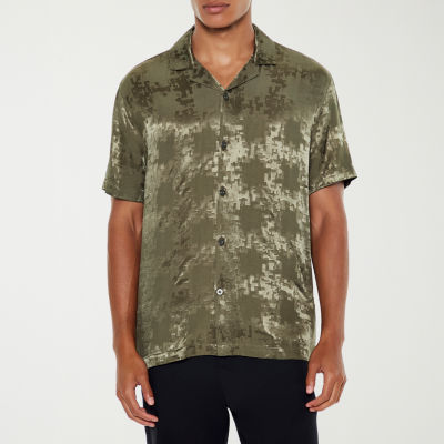 Forever 21 Mens Short Sleeve Jacquard Button-Down Shirt