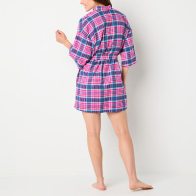 Sleep Chic Womens Flannel Long Sleeve Knee Length Robe