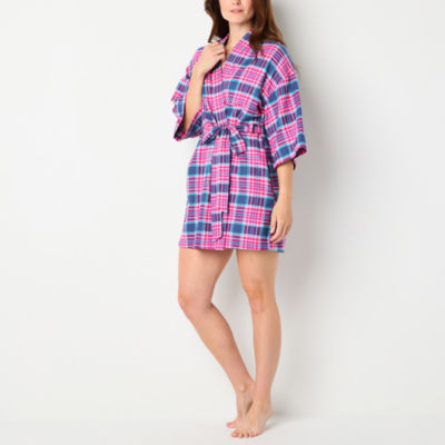 Sleep Chic Womens Flannel Long Sleeve Knee Length Robe