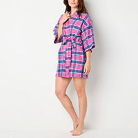 Sleep Chic Womens Flannel Long Sleeve Knee Length Robe, Small, Pink