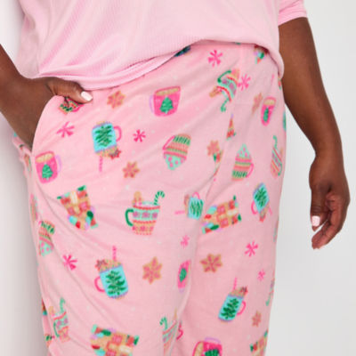 Sleep Chic Womens Plus Fleece Pajama Pants