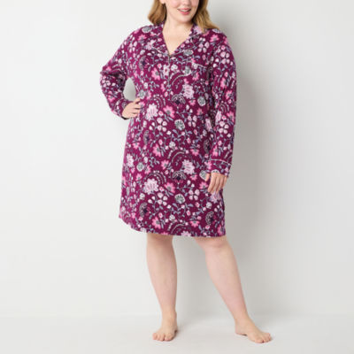 Liz Claiborne Cool and Calm Womens Plus Long Sleeve Nightshirt
