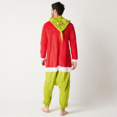 Mens Dr. Seuss Grinch Fleece Long Sleeve One Piece Pajama