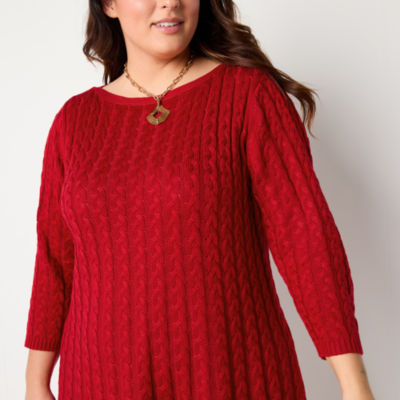 jessica howard red sweater dress Cable Knit Sweater Jessica Howard Sweater Dress Jessica Howard Petite  V-Neck Cable-Knit Sweater Dress