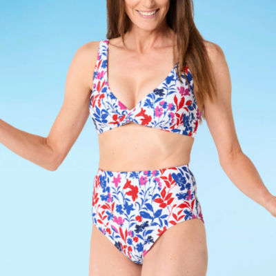 Liz Claiborne Comfort Waistband Floral Brief Bikini Swimsuit Bottom