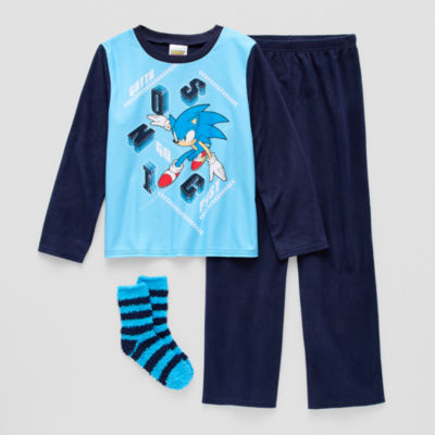Boys Sonic the Hedgehog Crew Neck Long Sleeve 3-pc. Pajama Sets