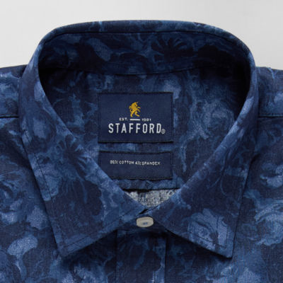 Stafford Denim Floral Print Mens Regular Fit Long Sleeve Dress Shirt