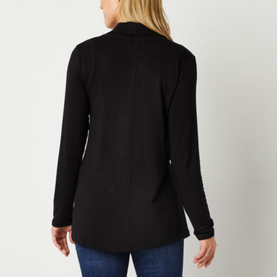 Liz Claiborne Womens Long Sleeve Open Front Cardigan Tall