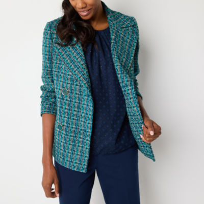 Liz Claiborne Boucle Womens Classic Fit Blazer-Tall