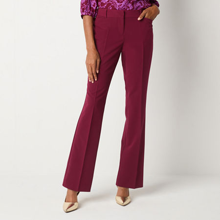 Liz Claiborne Audra Womens Tall Straight Mid Rise Trouser In Red
