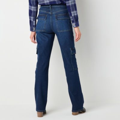 a.n.a Cargo Womens Highest Rise Straight Leg Jean