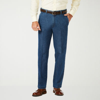 Haggar Premium Stretch Denim Classic Fit Flat Front Pants-JCPenney