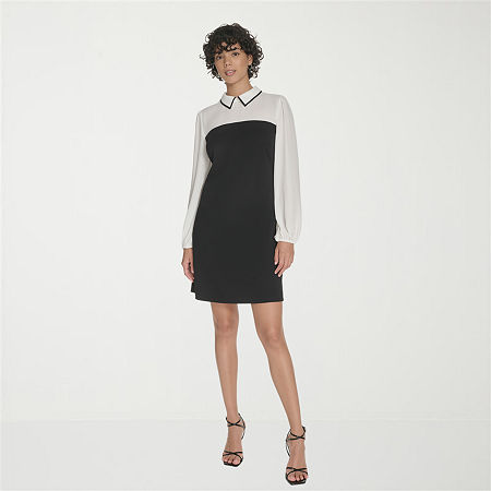 Marc New York Womens Long Sleeve Sheath Dress, 6, Black