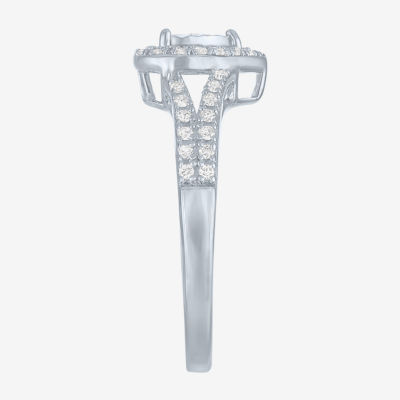 Womens 1/4 CT. T.W. Lab Grown White Diamond Sterling Silver Crossover Engagement Ring