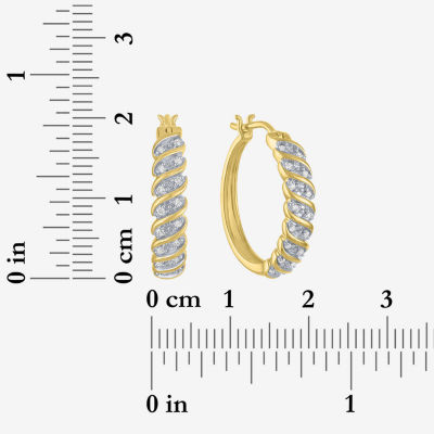 1/10 CT. T.W. Diamond Hoop Earrings in Sterling Silver or 14K Gold Over Silver