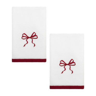 Avanti Christmas Bows 2-pc. Embellished Fingertip Towel
