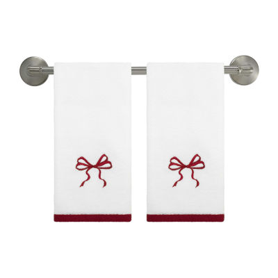 Avanti Christmas Bows 2-pc. Embellished Fingertip Towel