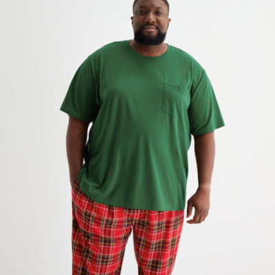 St. John's Bay Mens Crew Neck Short Sleeve 2-pc. Big and Tall Pajama Sets