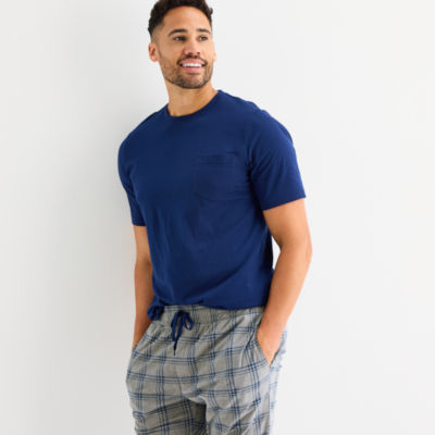 St. John's Bay Mens Crew Neck Short Sleeve 2-pc. Pajama Sets