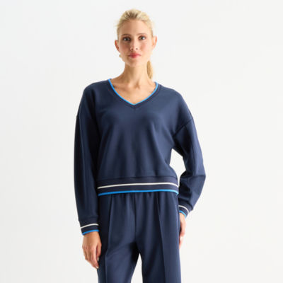 Stylus Womens V Neck Long Sleeve Sweatshirt