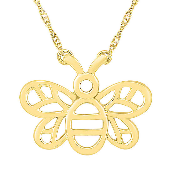 Womens 10K Gold Butterfly Pendant Necklace