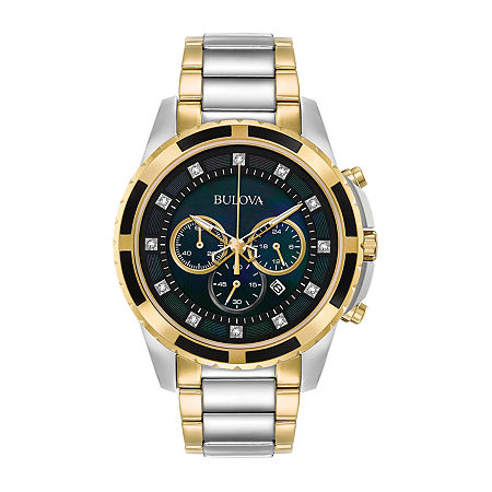 Bulova Classic Mens Chronograph Two Tone Stainless Steel Bracelet Watch 98d132, One Size -  05185250018