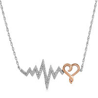 Heartbeat Womens 1/7 CT. T.W. Genuine White Diamond 14K Rose Gold Over Silver Heart Pendant Necklace, One Size