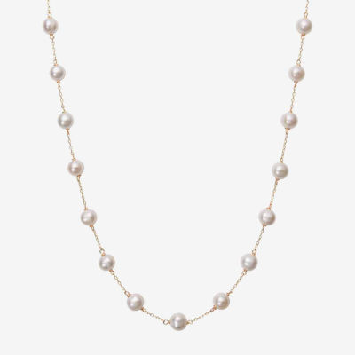 Womens Cultured Freshwater Pearl 10K Yellow Gold Strand Necklace