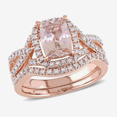 1/4 CT. T.W. Pink Morganite 10K Gold Bridal Set