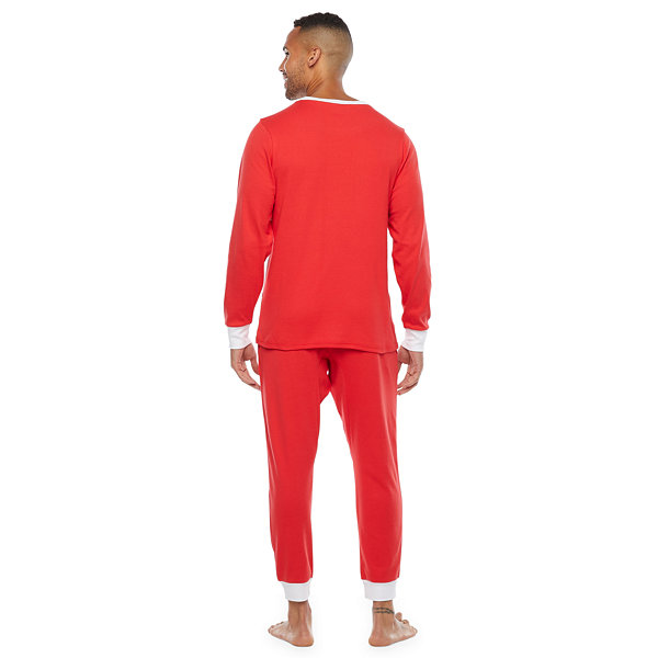 Secret Santa & Elf Family Matching Pajamas Mens Crew Neck Long Sleeve 2-pc. Pant Pajama Set