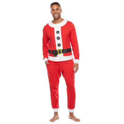 Secret Santa & Elf Family Matching Pajamas Mens Crew Neck Long Sleeve 2-pc. Pant Pajama Set