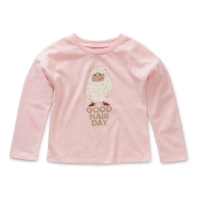 Okie Dokie Toddler Girls Round Neck Long Sleeve Graphic T-Shirt